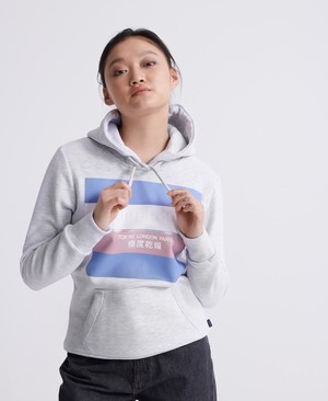 Superdry Stripe Block Női Kapucnis Pulóver Fehér | GYFVN8730